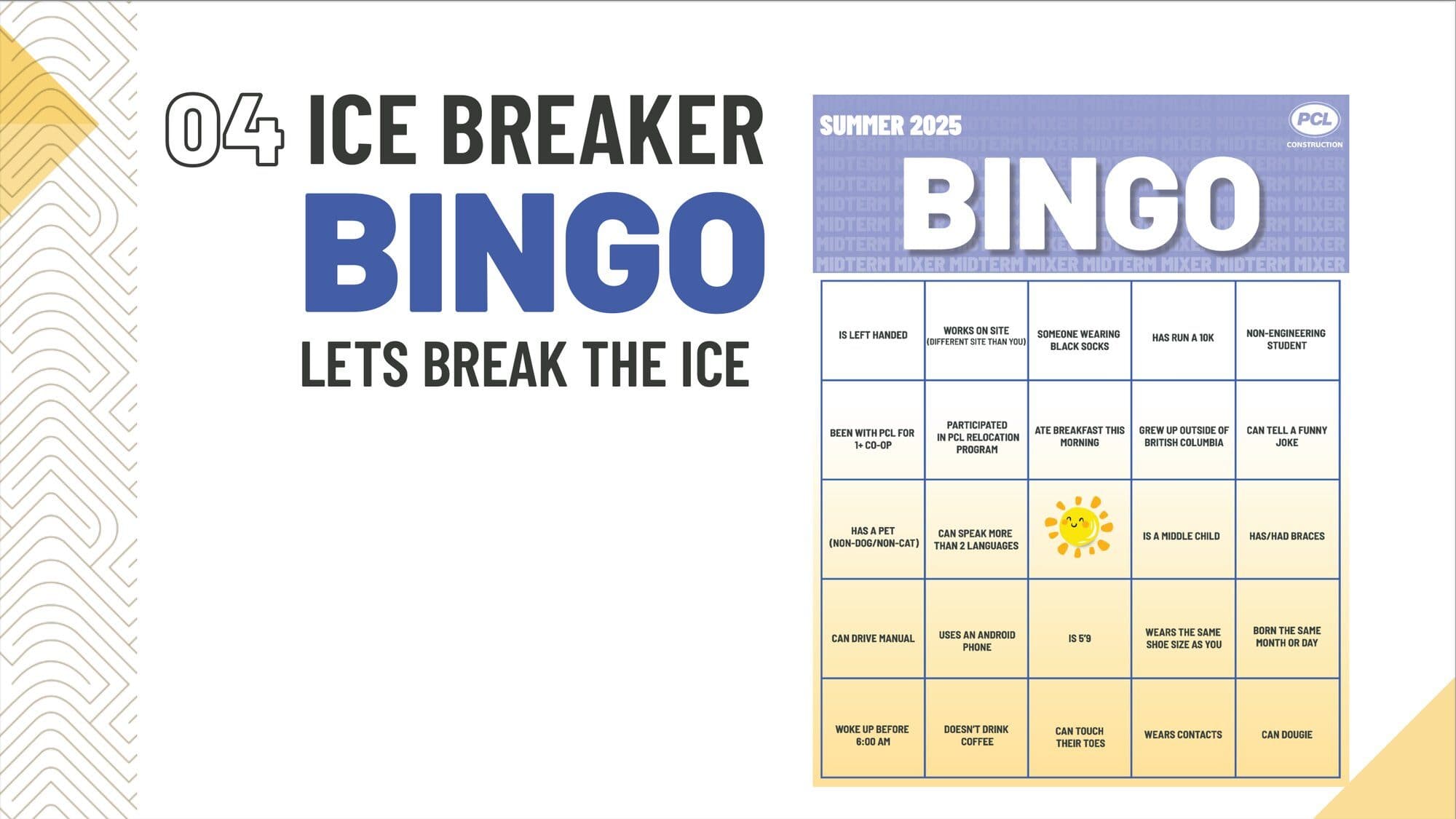 Icebreaker: PCL Bingo