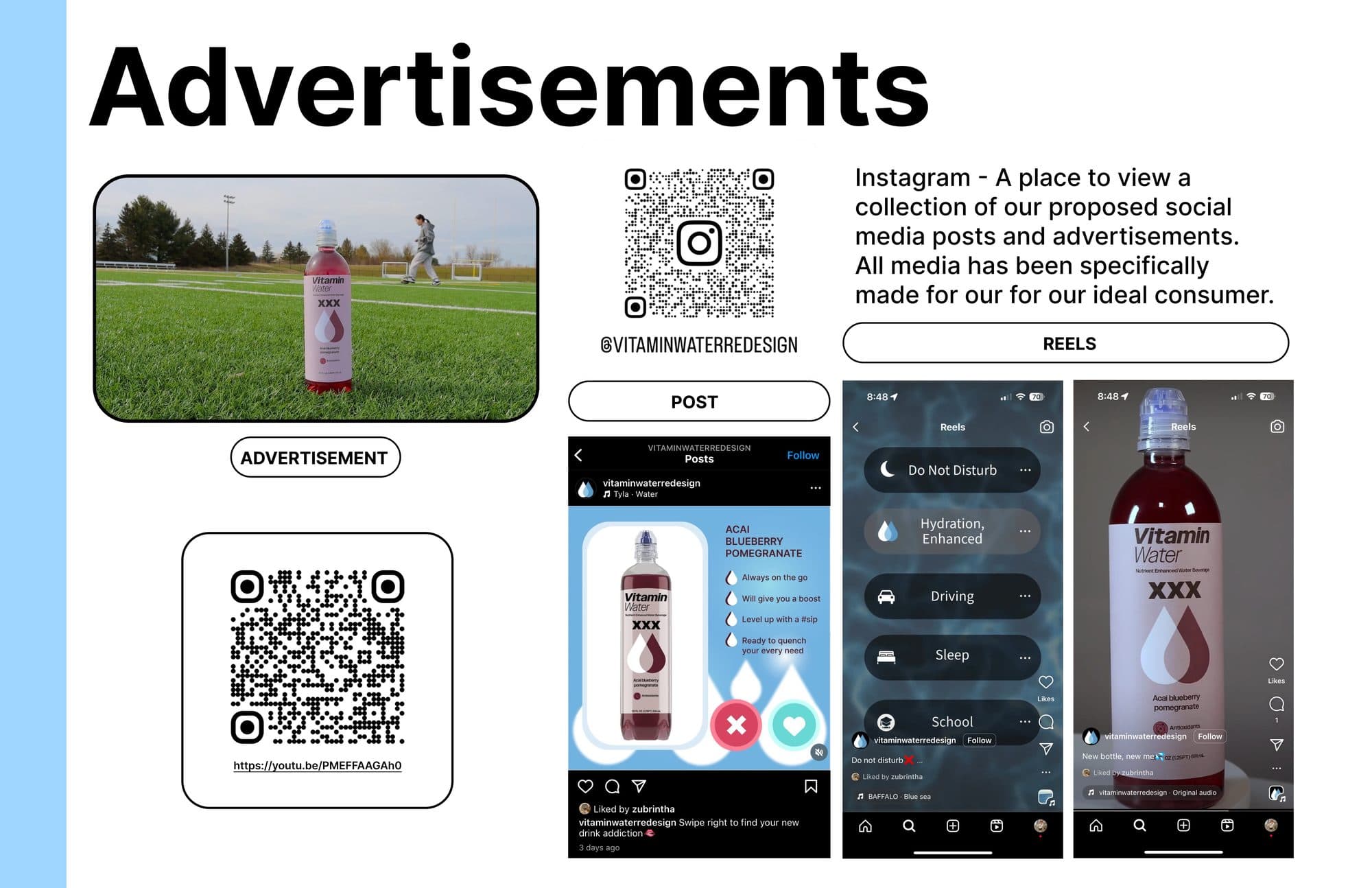Vitamin Water advertisements campaign visual mockups